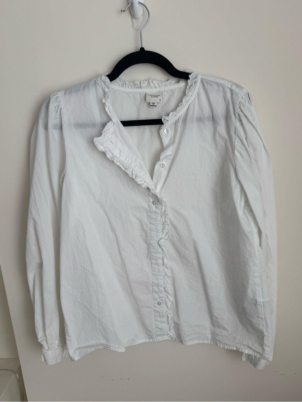 Jacqueline de Yong JDY White 100% Cotton Blouse, size 38 (8/10)
